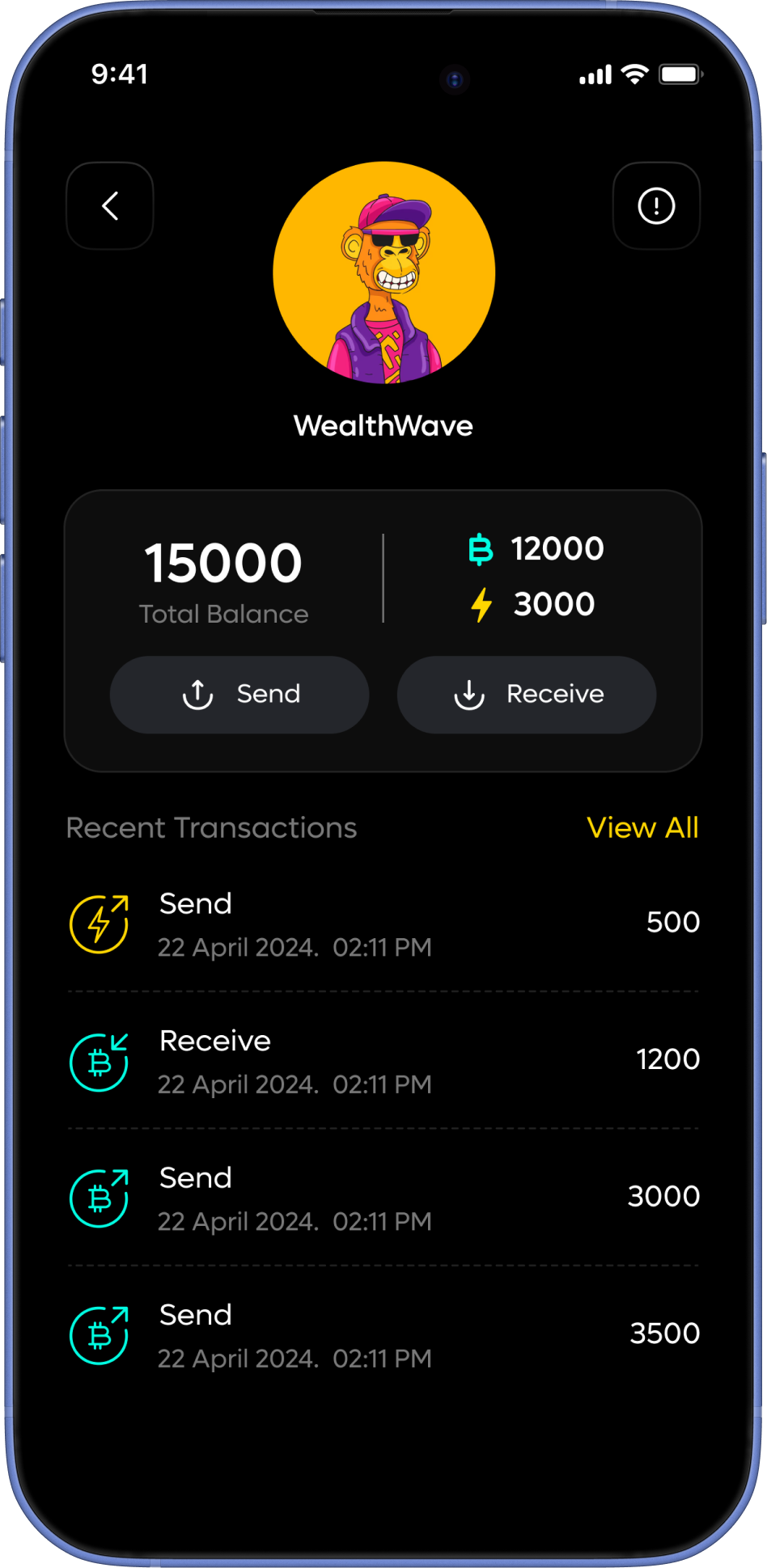 Bitcoin Tribe seamless asset transaction screen